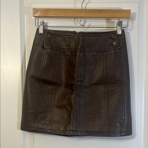 Brown Free People faux leather skirt